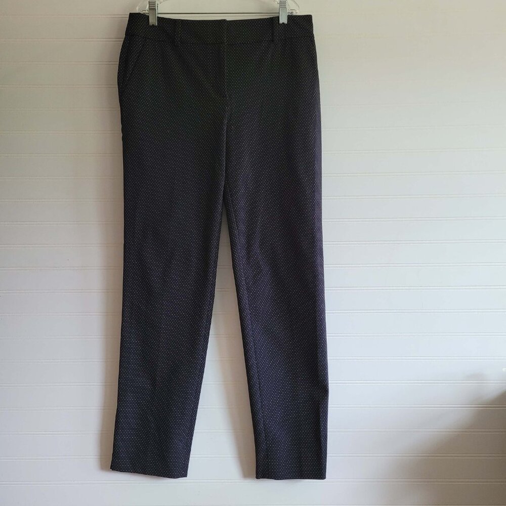 Talbots Hampshire Ankle Pants Black White Dot Size 4 Career Stretch Dressy
